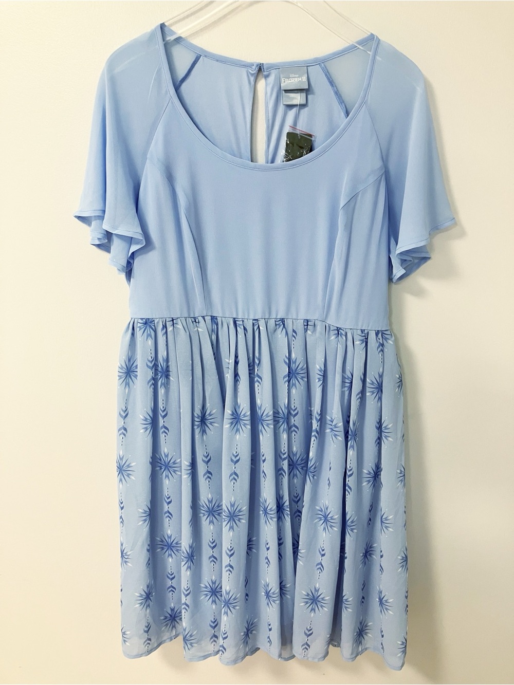 Torrid x Disney | Blue Chiffon Frozen Snowflake Dress 10 Chic Flowy Lightweight
